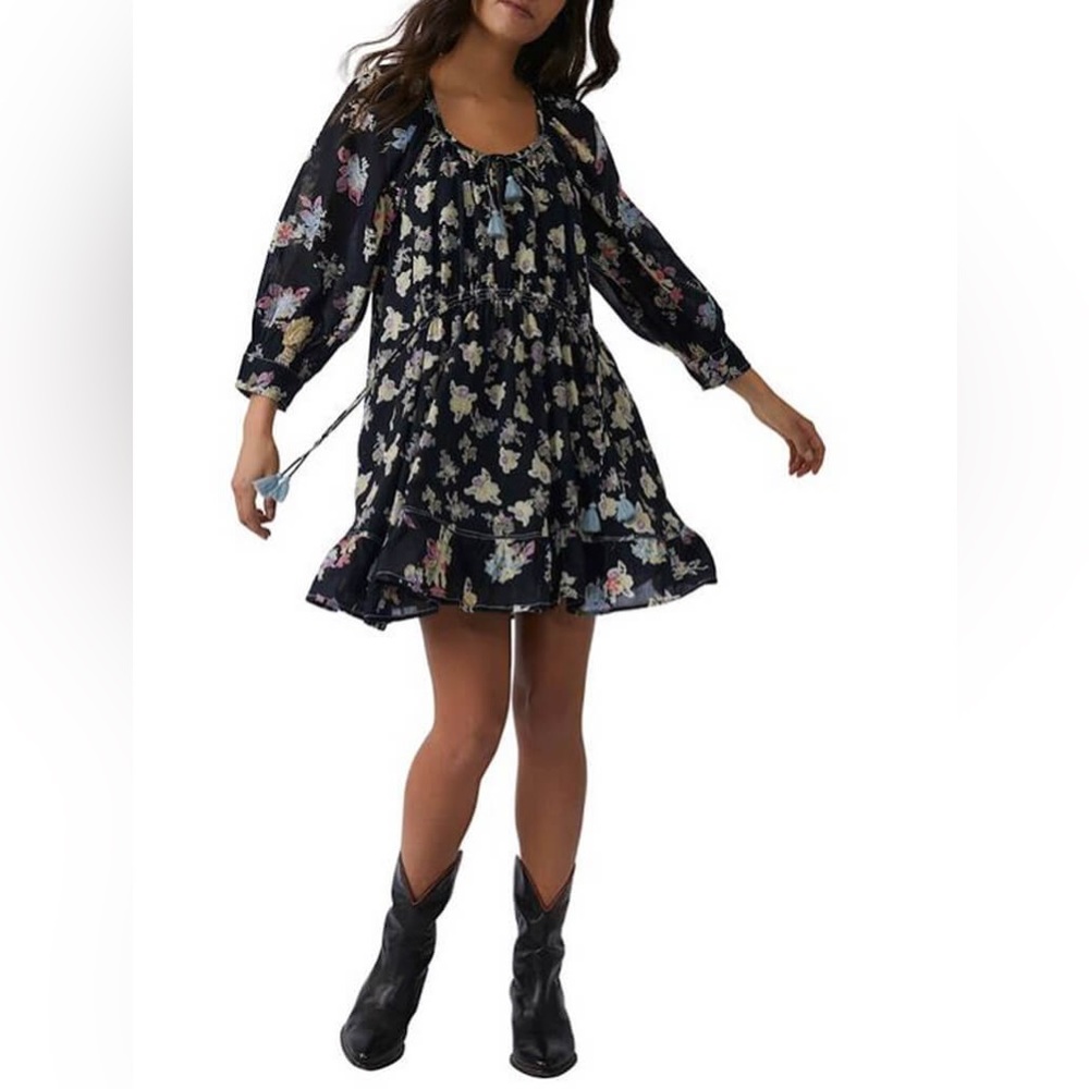 Free People | NWOT Camella Mini Dress in Black Combo (XS)